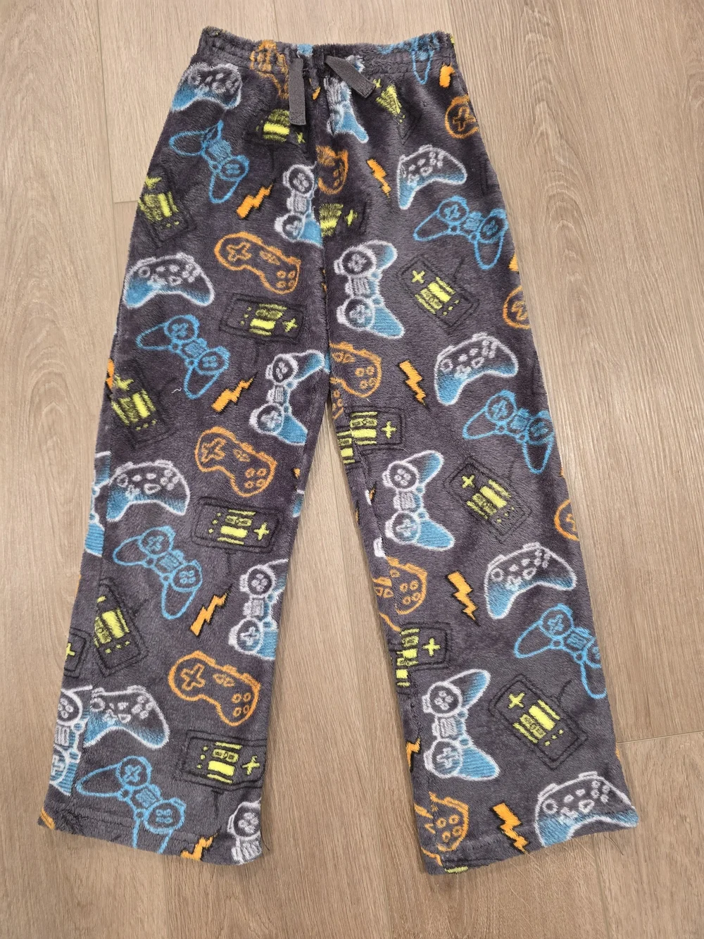 Boys Grey & Blue Game Controller Fleece Pajama Pants Set 2 Piece Size Medium 8